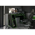 thumbnail image 3 of Polifurniture Kyoto 57.5 in. Gaming Computer Desk with Keyboard Tray and Shelves, Green and Black, All Ages, 3 of 10