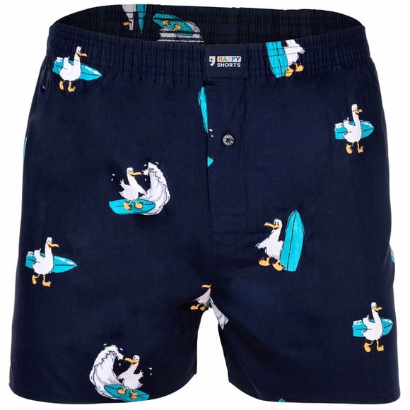 Happy Shorts Boxers de hombre tejidos - Estilo americano, algodón, estampados Surfing Seagull L (Large)