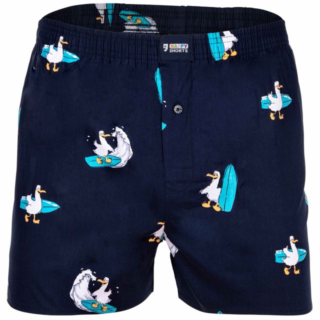 Happy Shorts Boxers de hombre tejidos - Estilo americano, algodón, estampados Surfing Seagull L (Large)