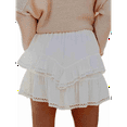 thumbnail image 3 of Boho Ruffle Tiered Skorts High Waist Mini Skirts White S, 3 of 6