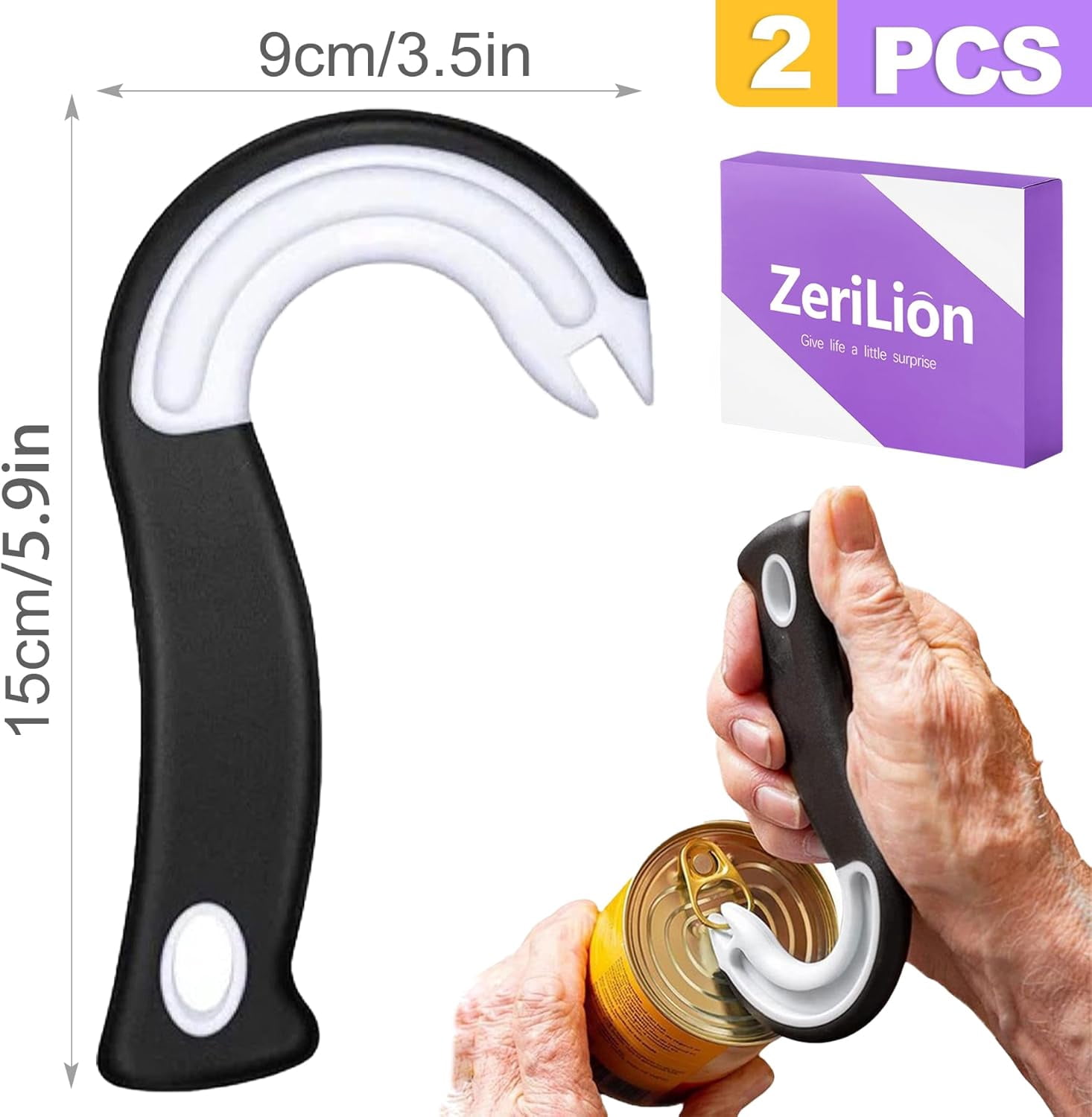 FRKSMD-2 Pack Ring Pull Can Opener for Seniors with Arthritis - Pop Can & Soda Opener Tool for Weak Hands - Easy Tab Openers for Cat Food, Protects Nails & Joints