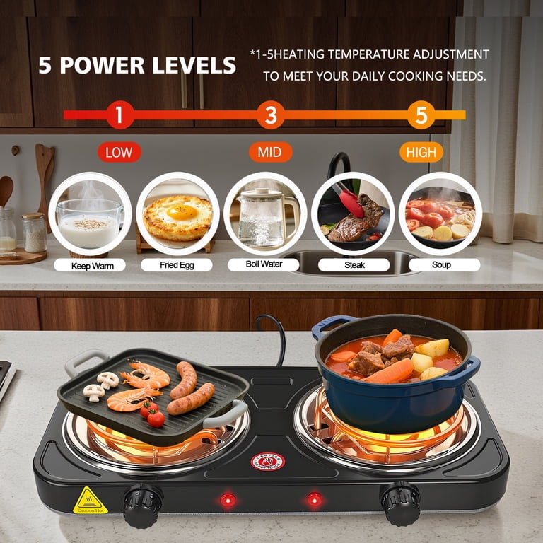 REDUSK Portable Double Burner Hot Plate, 2200W photo 5