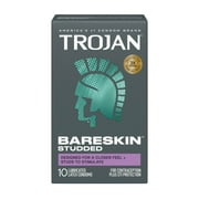 Trojan Bareskin Studded Thin Latex Condoms with Lubrication, 10 Count