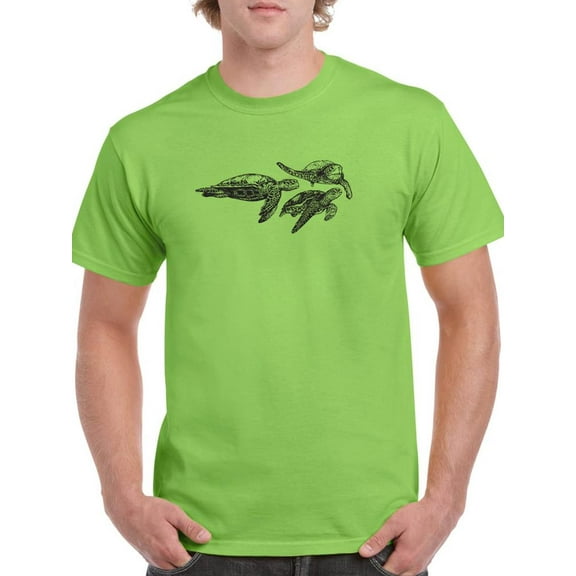 Sea Turtles Hand Drawn Sketch T-Shirt Men -Image by Shutterstock, Male Large