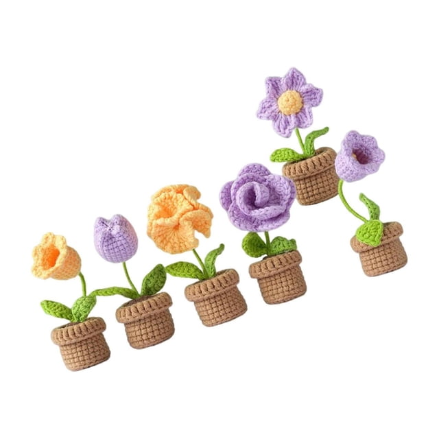 fastboy Crochet Kit Accessories Handmade Crocheted Planter for Kids Teens Beginners Violet