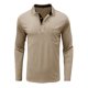 thumbnail image 4 of Men's Spring And Autumn Solid Color T-shirt Lapel 3 Button Open Placket Button Long Sleeved Top 3XL, 4 of 5