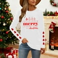 thumbnail image 5 of HOMBOM Womens Shirts White Christmas Festive Ugly Long Sleeve Snowflakes Crewneck T Shirts for Ladies Xmas, 5 of 9