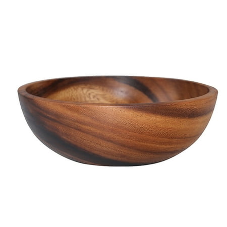 

MANLINGDA Acacia Wood Salad Bowl Round Soup Bowl for Fruits Salads Pasta Snack Decoration