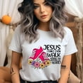 thumbnail image 2 of Jesus I Can’t Even Walk T-Shirt | Faith Christian Floral Tee for Women , White, Size S, 2 of 6