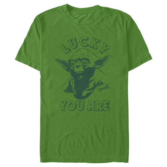 Men's Star Wars: The Empire Strikes Back Yoda Lucky You Are Graphic Tee Kelly Green Large