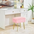 thumbnail image 3 of Vanity Stool with Storage, Vanity Stool Chair, Faux Fur Makeup Stools with Gold Metal Legs, Small Footrest Footstool Ottoman, Multifunctional Makeup Chairs for Bedroom (Pink), 3 of 6