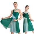 thumbnail image 3 of TiaoBug Robe Justaucorps Sans Manches Patchwork Coloré Moderne Contemporain pour Femmes Costume de Danse de Salon Vert TG, 3 of 7