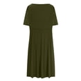thumbnail image 6 of Dresses for Women Plus Size Clearance Sexy Solid Fashion Large Size Short Sleeve Round-Neck Ladies Slim Dress, 6 of 6