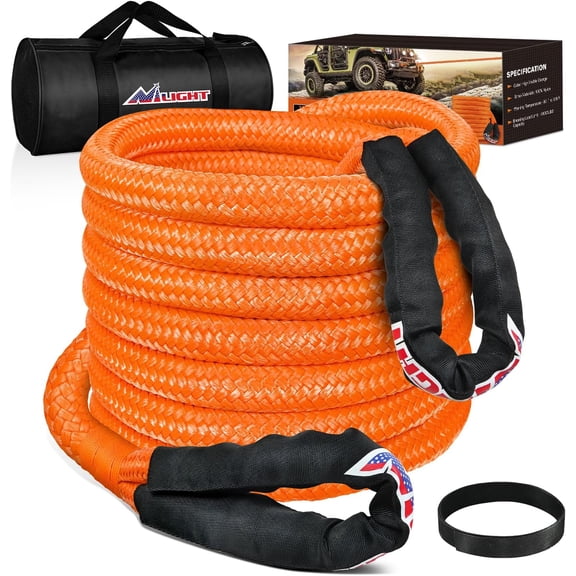 Nilight Kinetic Recovery Rope 48000 LBS 1in x 20ft Snatch Strap Heavy Duty Offroad Towing Starp Kit Vehicle Recovery kit for UTV ATV SUV Truck Car Jeep Tractor