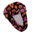 thumbnail image 5 of Voska Women's Halloween Printed Ponytail Scrub Cap Cotton Adjustable Work Hat Salon Spa Nursing Housework Full Coverage Cap Purple one size, 5 of 6