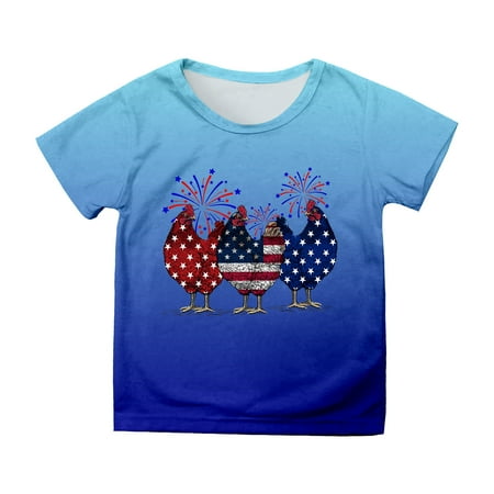 

Shirts for Teen Kids Boys Girls Short Sleeve Independence Day Prints T Shirt Child Tops