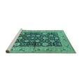 thumbnail image 2 of Ahgly Company Machine Washable Indoor Square Oriental Turquoise Blue Industrial Area Rugs, 3' Square, 2 of 4
