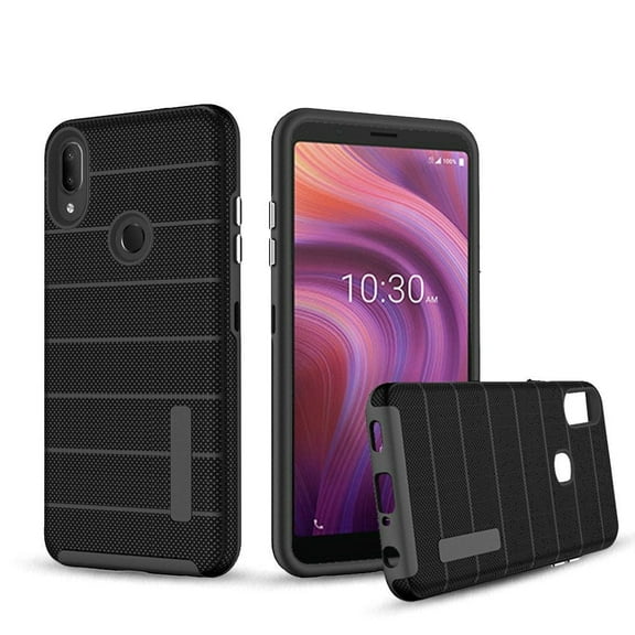 GSA Textured Stripe Shockproof Hybrid Case for Alcatel 3V (2019) - Black
