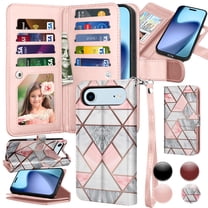 Tiflook Wallet Case for iPhone 17 Air 6.5" 5G 2025, PU Leather ID Cash Credit Card Slots Holder Carrying Pouch Folio Flip Cover [Detachable Magnetic Hard Cases] Lanyard - Marble