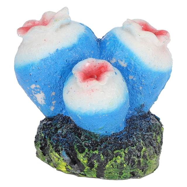 Bomba de oxígeno para acuario, burbujeador de piedra azul, decoración de 3 flores, adorno paisajístico para pecera
