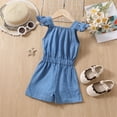 thumbnail image 4 of Baby Dress Girl's Summer Small Flying Sleeve Vest Lace Solid Color Denim Dress Toddler Dresses Blue 18-24Months, 4 of 7