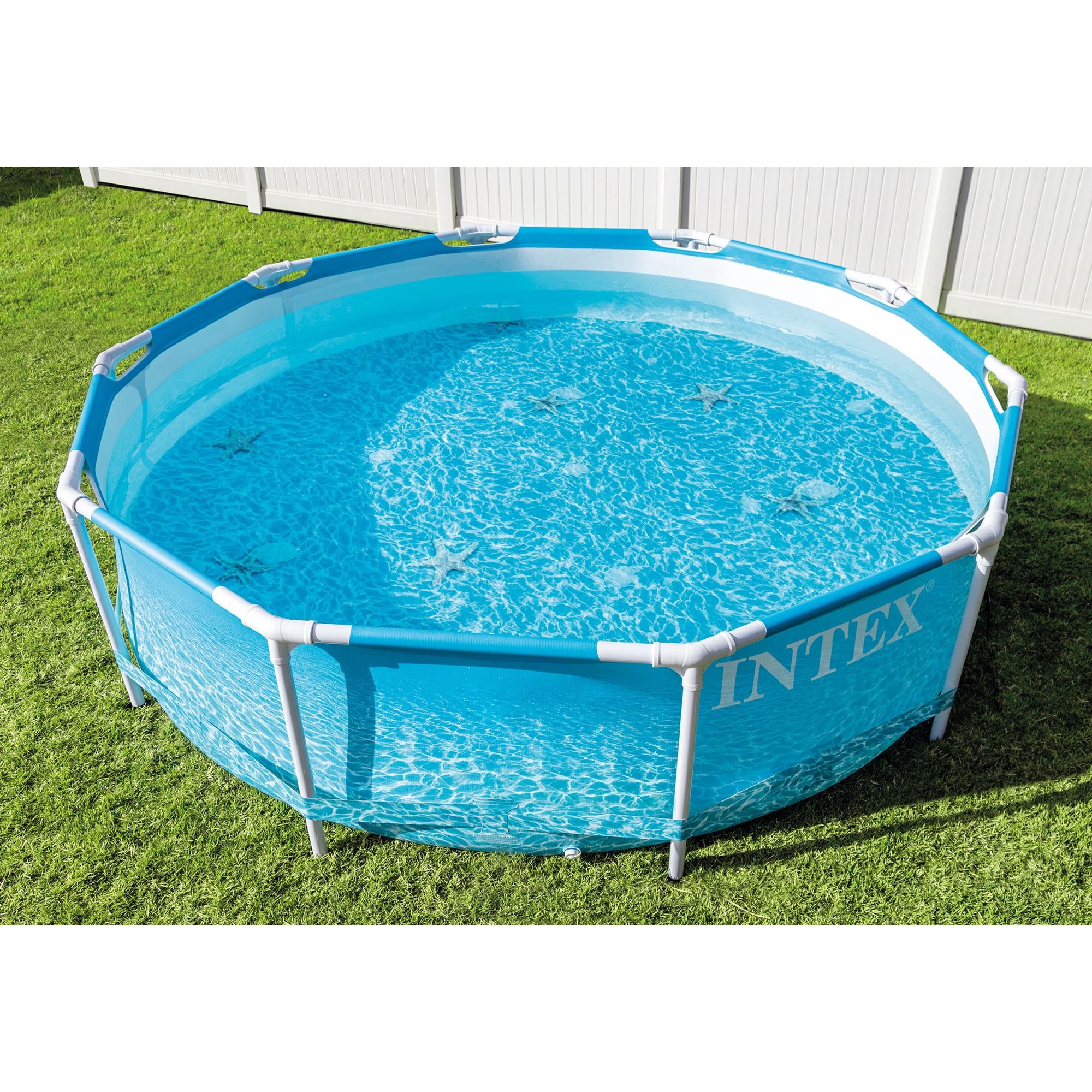 Intex 10' X 30" Beachside Metal Frame Swimming Pool with GFCI 330 GPH Filter Pump Model 28207EH