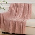 thumbnail image 2 of Knit Diamond Pattern Decorative Throw Blanket for Couch Chair Sofa Home Decor (Pink, 60"x80"), 2 of 7