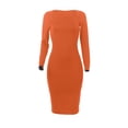 thumbnail image 6 of Arvbitana Women's Bodycon Long Dress Solid Color Long Sleeve Slim Midi Dress U-neck Wrap Hip Cocktail Dress for Party Club Streetwear, 6 of 8