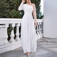 thumbnail image 6 of Elainilye Fashion Dresses for Women 2024 Party One Shoulder Long Sleeve Solid Slim Dress Evening Gown Dress Long Dress,White, 6 of 9