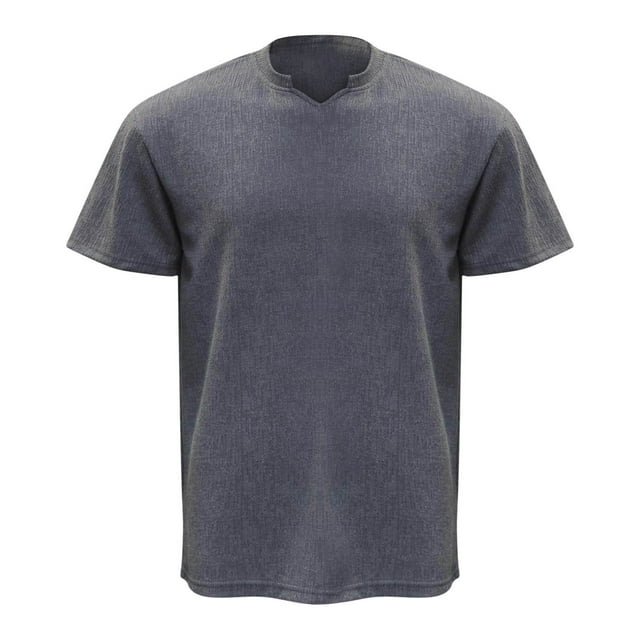pstuiky Mangas cortas para hombre, Camisa informal de manga corta con cuello en V y color liso para hombre camisas casuales para hombre m
