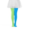 thumbnail image 3 of dazeni Tights for Girls Color Block Ballet Leggings Ultra-Soft Footed Dance Stockings School Uniform Tight Carnival Outfits for Play Clothes Green 2-8 Years, 3 of 7