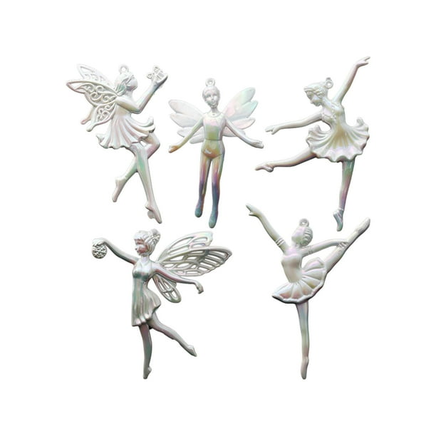 Adornos Navideños De Plástico Con Forma De Ángel adornos colgantes de plástico transparente para árbol de Navidad, color blanco, con diseño de ángel brillante para fiestas navideñas. Rkxzt