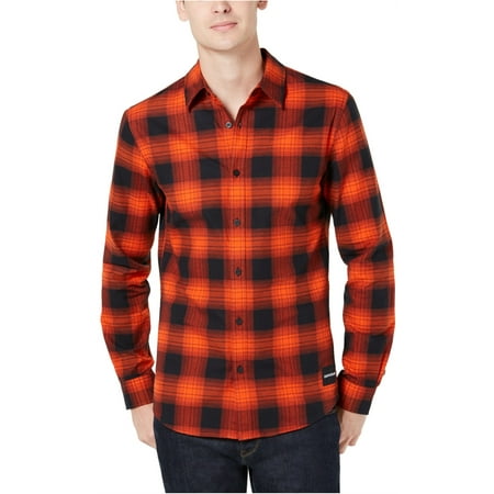 Calvin Klein Mens Buffalo Plaid Button Up Shirt