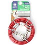 American Kennel Club 20ft Tie-Out Cable for Small Dogs Up to 100lb, Tested Steel Wire Tie with Metal Buckles