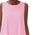 thumbnail image 4 of Maqroz Summer Dresses for Women Gingham Sleeveless Tank Maxi Dress Loose Fit Breathable Cotton Linen Vacation Beach Holiday Sundresses Outdoor Outfits Pink S, 4 of 5