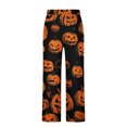 thumbnail image 5 of Aimik Hanes Halloween Christmas Pajamas Men Cute Print Wide Leg Lounge Pants Casual Comfy Loose Drawstring Jogger High Waisted Palazzo-White L, 5 of 5