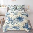 thumbnail image 1 of Erosebridal Retro Nautical Bedding Sets King Size, Sea Octupus Print Comforter Sets with Sheets, Compass Ship Decor, Reversible 7-Piece, 1 of 5