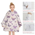 thumbnail image 6 of Beige Butterfly Pattern Blanket Hoodies for Kids 6-13YR Oversize Wearable Blanket Hoodies for Boys Girls Teens, 6 of 7