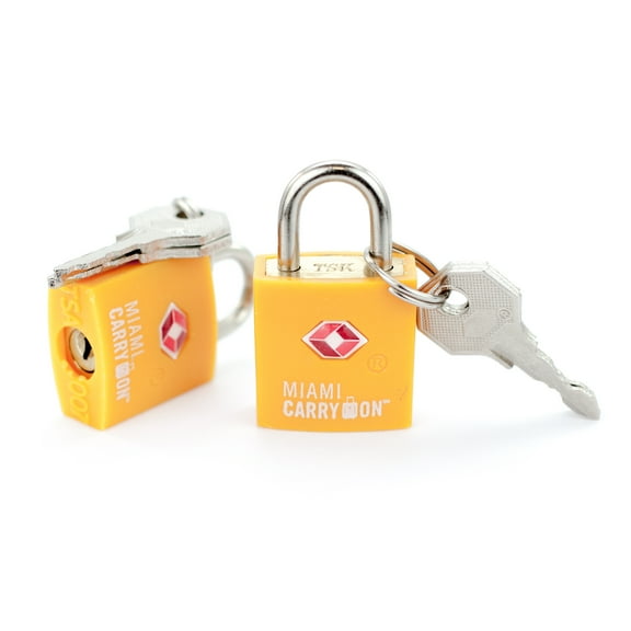 Miami CarryOn TSA Approved Padlock, Keyed Luggage Lock - Orange