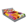 thumbnail image 2 of Ambesonne Floral Fitted Sheet & Pillow Sham Set, Colorful Flowers Rose, Queen, Orange Yellow Pink, 2 of 2