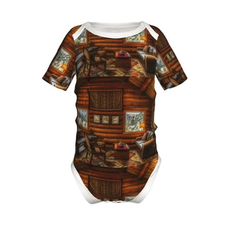 

Yiaed Log Cabin Inside Print Infant Climbing Short Sleeve Onesie One-Piece Baby Bodysuit Clothes 0-12 Months -9M