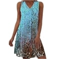 thumbnail image 1 of IROINNID Shift Dress For Women Loose Printing Gradients leisure Time On Vacation Sleeveless Dress V-Neck Knee-Length Dress, 1 of 5