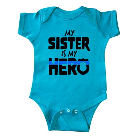 

Inktastic My Sister is my Hero Police Officer Family Gift Baby Boy or Baby Girl Bodysuit