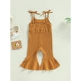 thumbnail image 4 of Bagilaanoe Toddler Baby Girl Summer Jumpsuit Sleeveless Ribbed Romper Overalls 12M 18M 24M 3T 4T 5T Kids Long Flare Pants Casual Outfits, 4 of 8