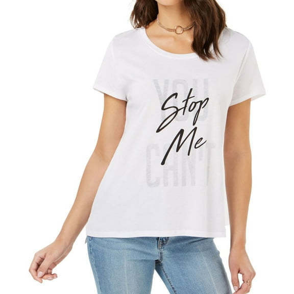 Carbon Copy Womens Logo Graphic T-Shirt, White, Large