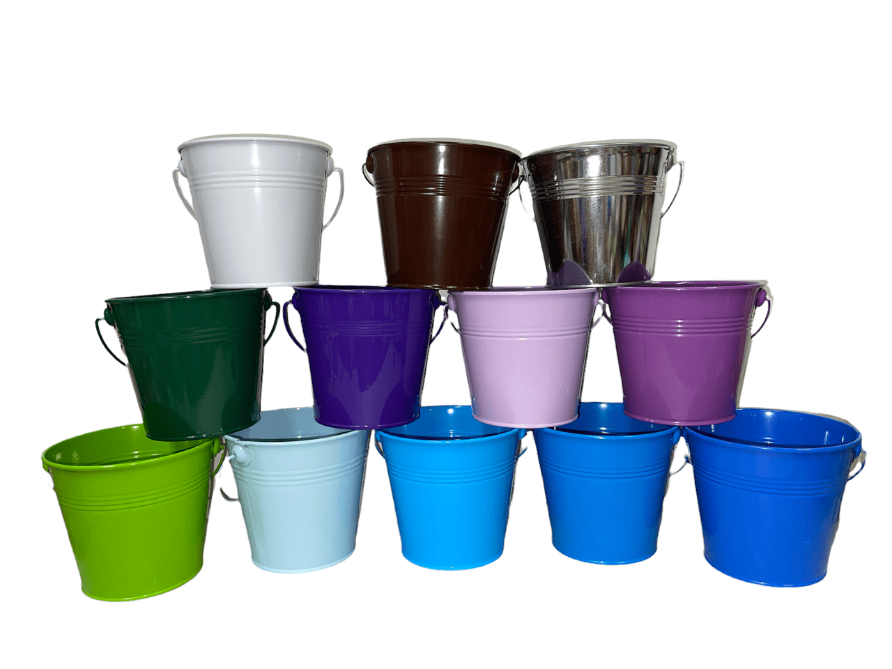 6-Pack Colorful Small Metal Buckets with Handles for The Beach