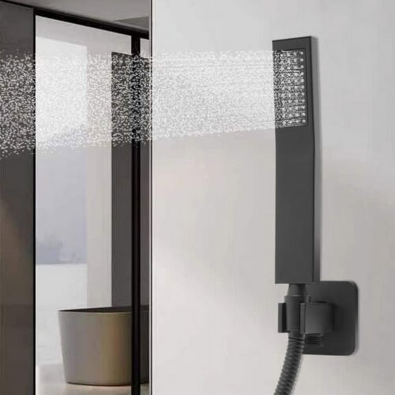 Brass High Pressure Hand Held Shower Square Head Matte Black for Bathroom Shower