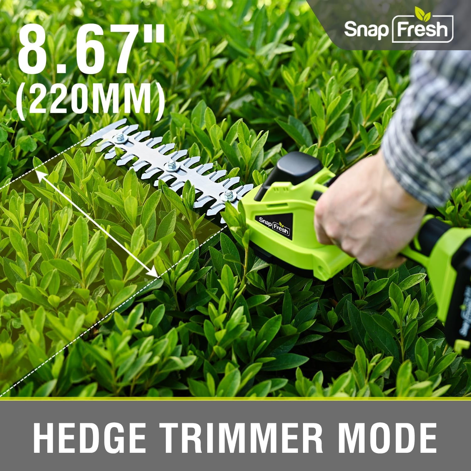 20V Cordless Hedge Trimmer with Grass Shears, Lightweight Electric Shrub Tool for Garden