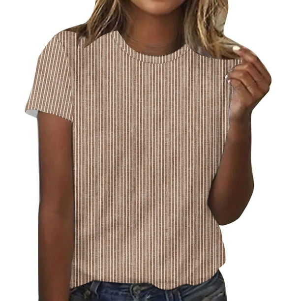 Blusas para las Mujeres Casual Impreso Cuello Redondo Suéter Manga Corta Blusa, Ligero Casual Top