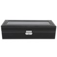 thumbnail image 1 of Caja organizadora de relojes, delicada caja de lujo con 6 rejillas, estuche para guardar joyas, 1 of 15